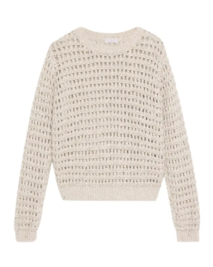 Glow Crochet Knit Crewneck Sweater Glow Crochet Knit Crewneck Sweater