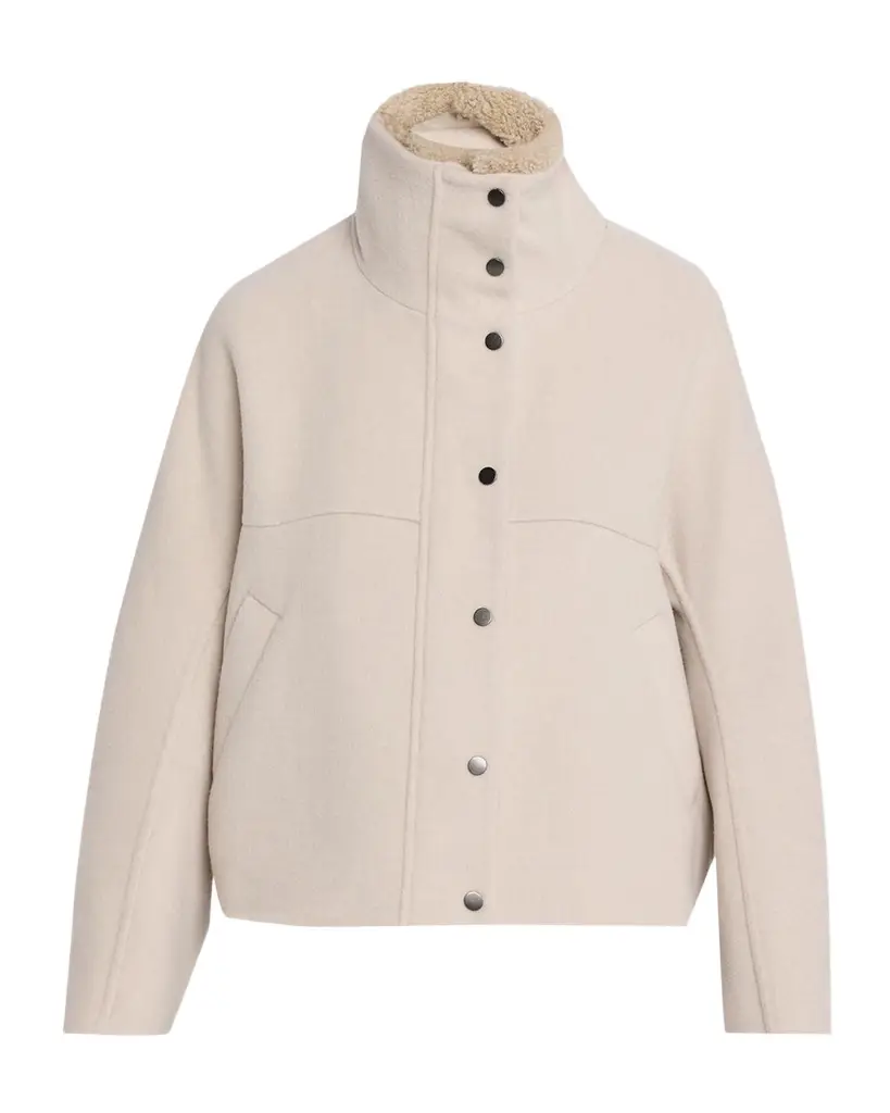 Brunello Cucinelli Wool-Cashmere Coat With Lamb Shearling Collar