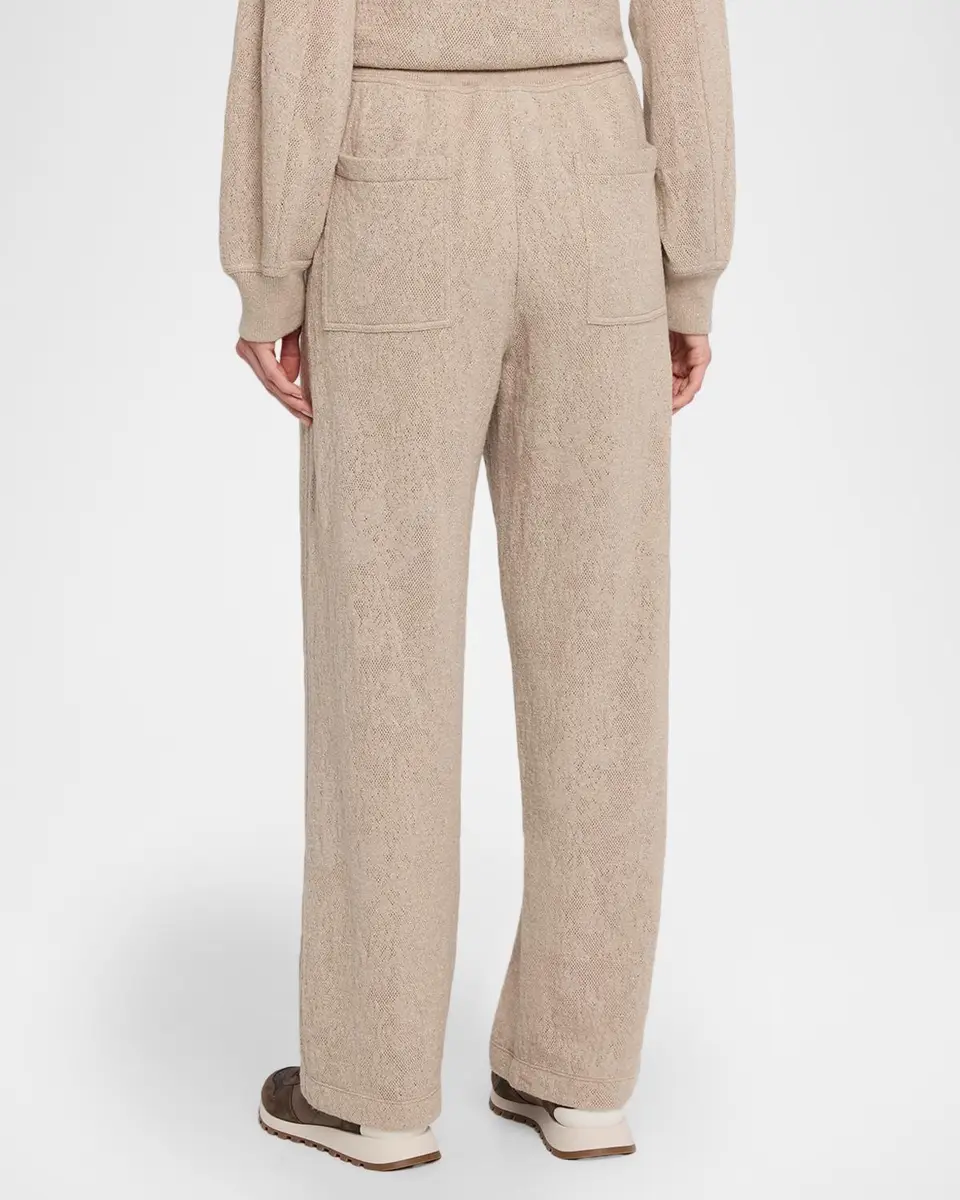 Brunello Cucinelli Jersey Lace Pointelle Knit Pants | Thumbnail 3