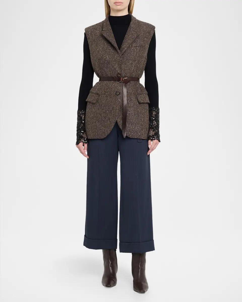 Brunello Cucinelli Fluid Wool Cuffed Pants | Thumbnail 2 Brunello Cucinelli Fluid Wool Cuffed Pants | Thumbnail 2