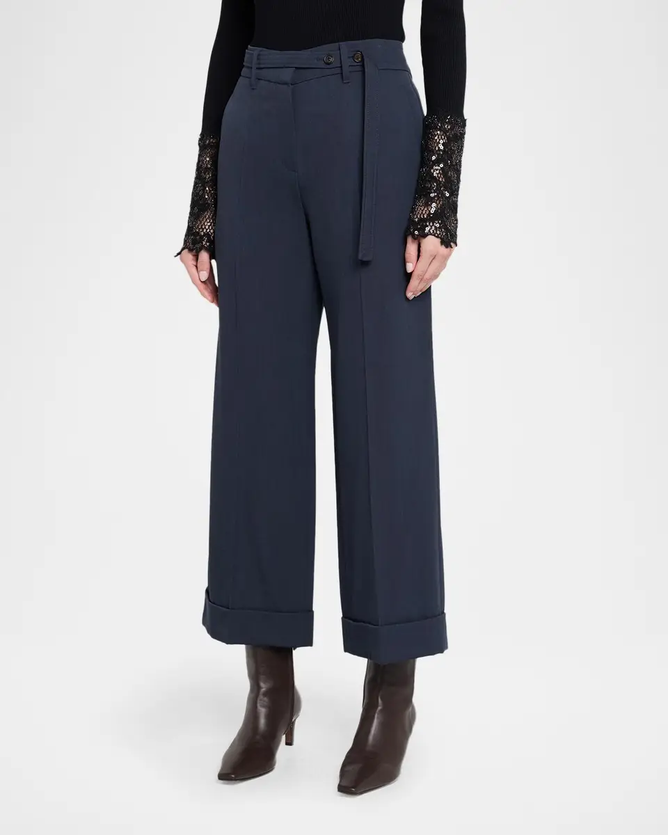 Brunello Cucinelli Fluid Wool Cuffed Pants | Thumbnail 4 Brunello Cucinelli Fluid Wool Cuffed Pants | Thumbnail 4