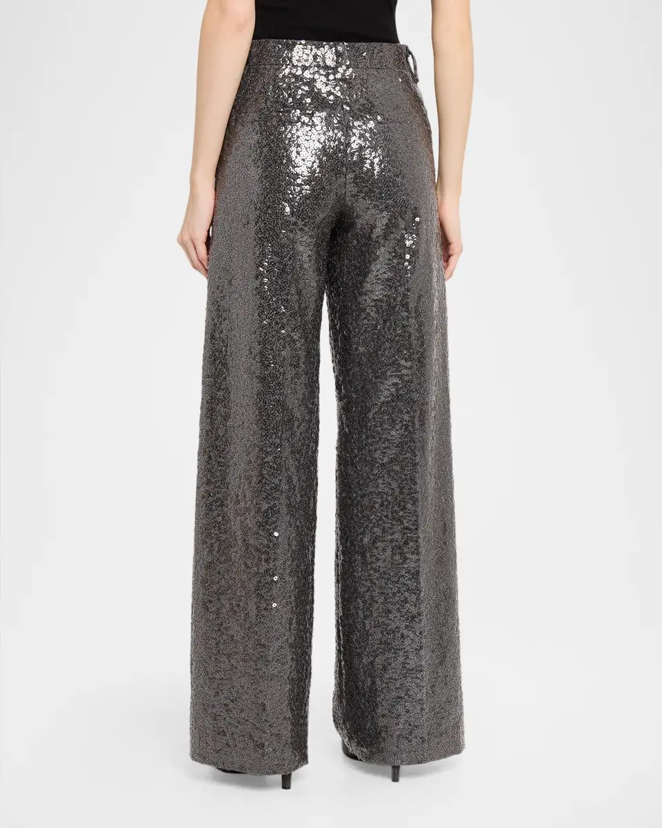 Brunello Cucinelli Sequin Embellished Wide-Leg Pants | Thumbnail 3 Brunello Cucinelli Sequin Embellished Wide-Leg Pants | Thumbnail 3