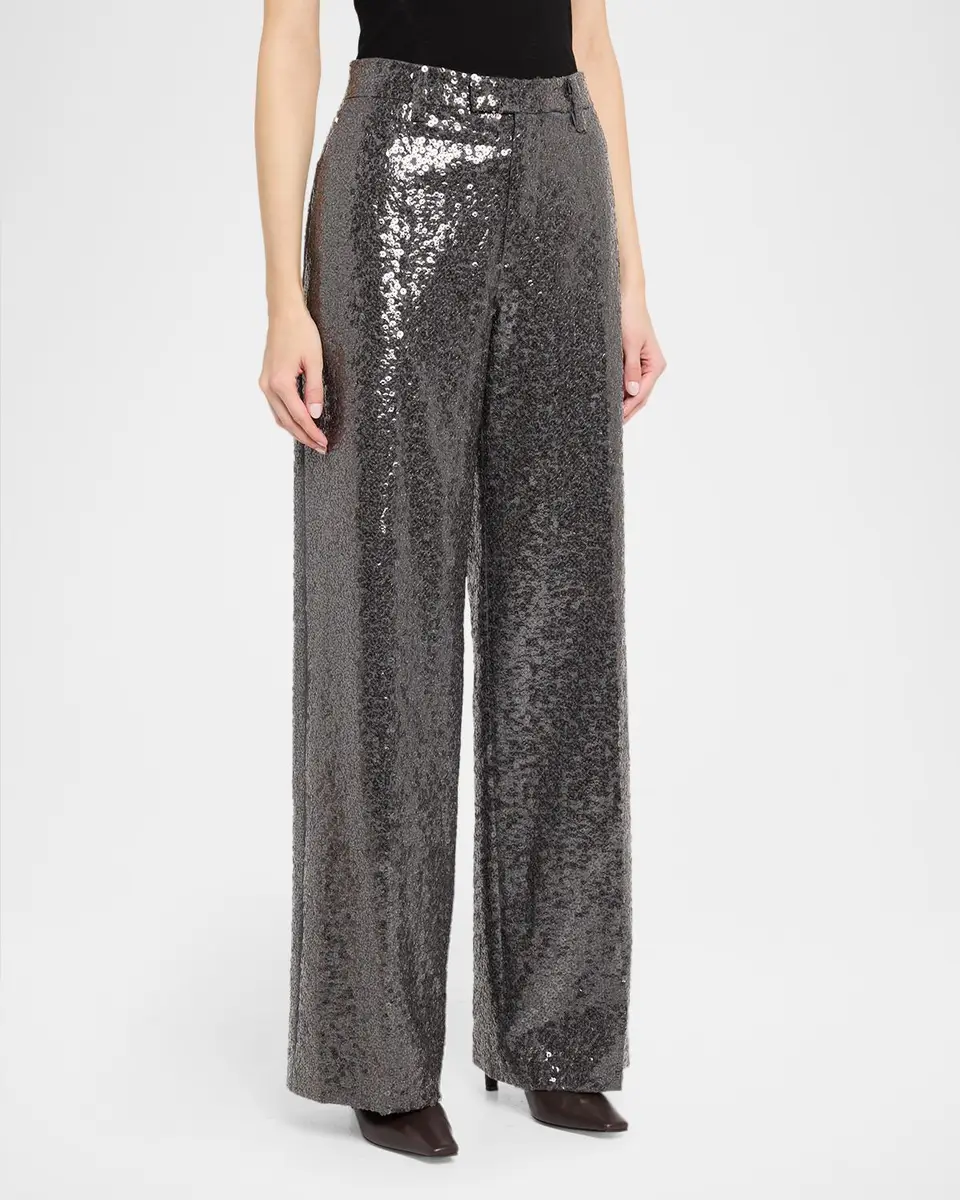 Brunello Cucinelli Sequin Embellished Wide-Leg Pants | Thumbnail 4 Brunello Cucinelli Sequin Embellished Wide-Leg Pants | Thumbnail 4