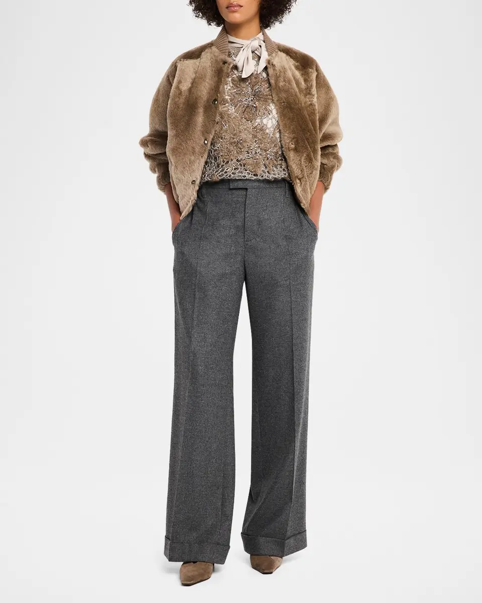 Brunello Cucinelli Velour Lamb Shearling Bomber Jacket | Thumbnail 2