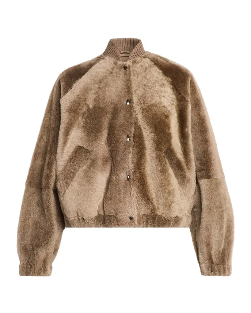 Brunello Cucinelli Velour Lamb Shearling Bomber Jacket