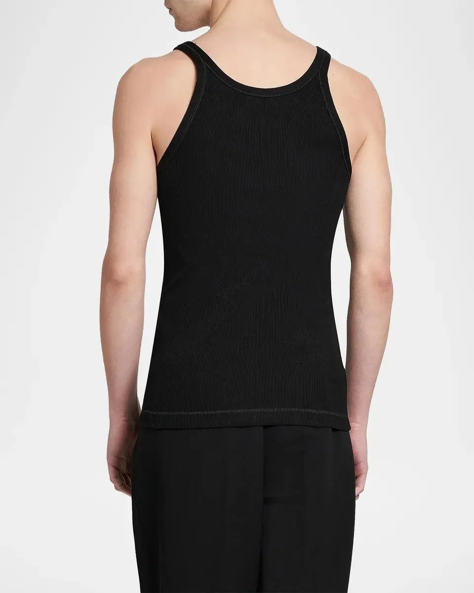 Dolce & Gabbana Men's Etichetta Rib Jersey Cotton Tank Top | Thumbnail 3