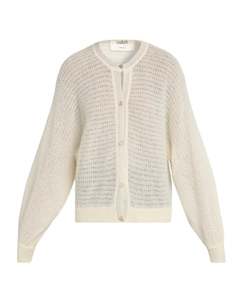 Ba&sh Isolar Pointelle-Knit Cardigan