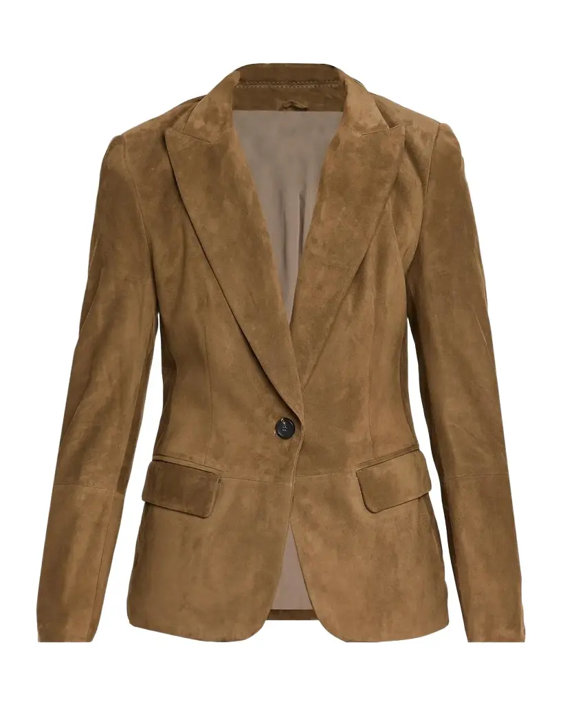 Suede Single-Breasted Blazer Jacket
