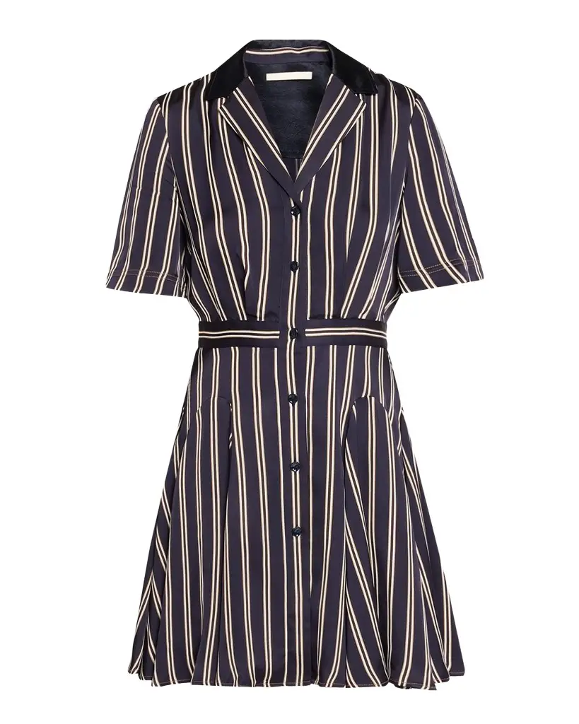 Striped Short-Sleeve Mini Shirtdress