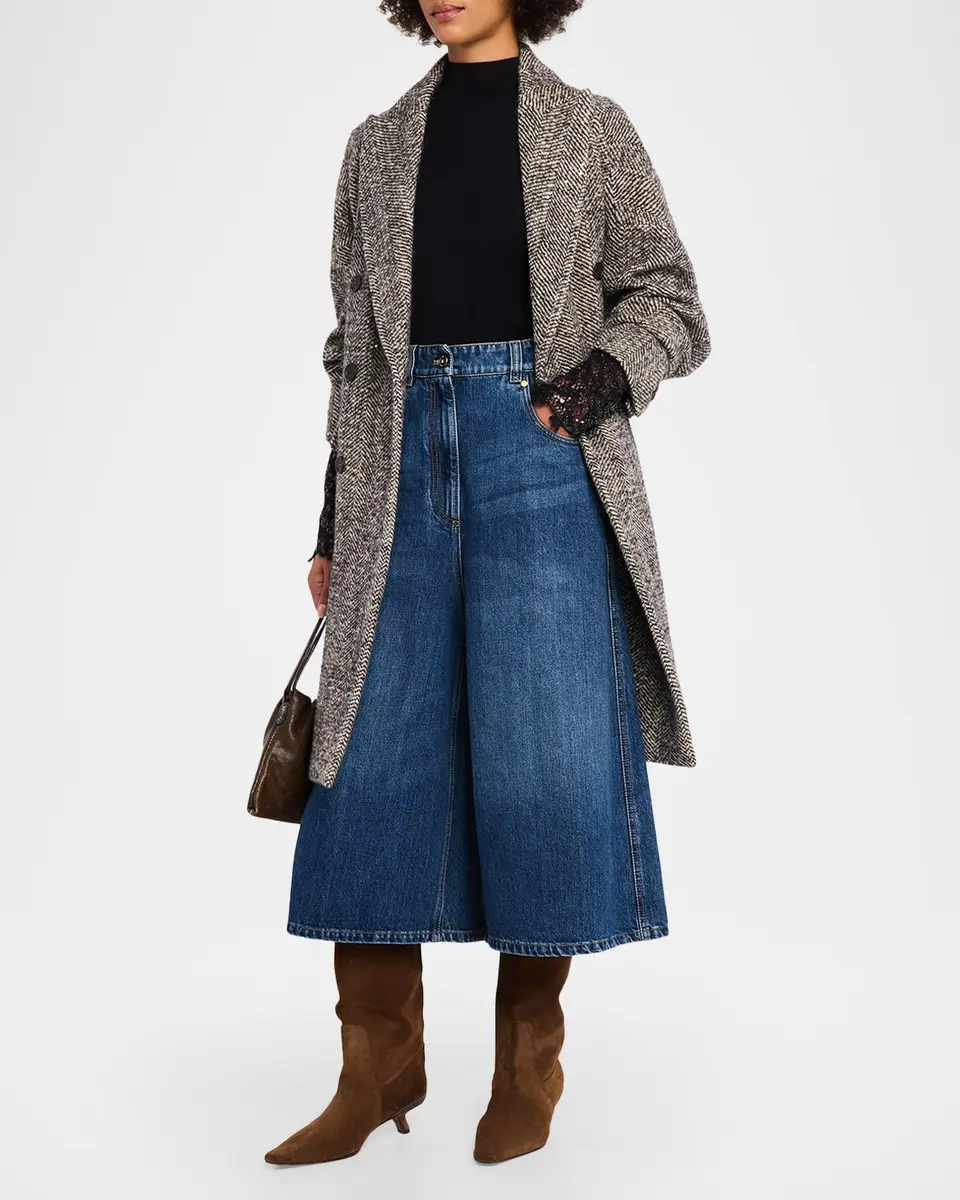 Brunello Cucinelli Maxi Herringbone Double-Breasted Coat | Thumbnail 4