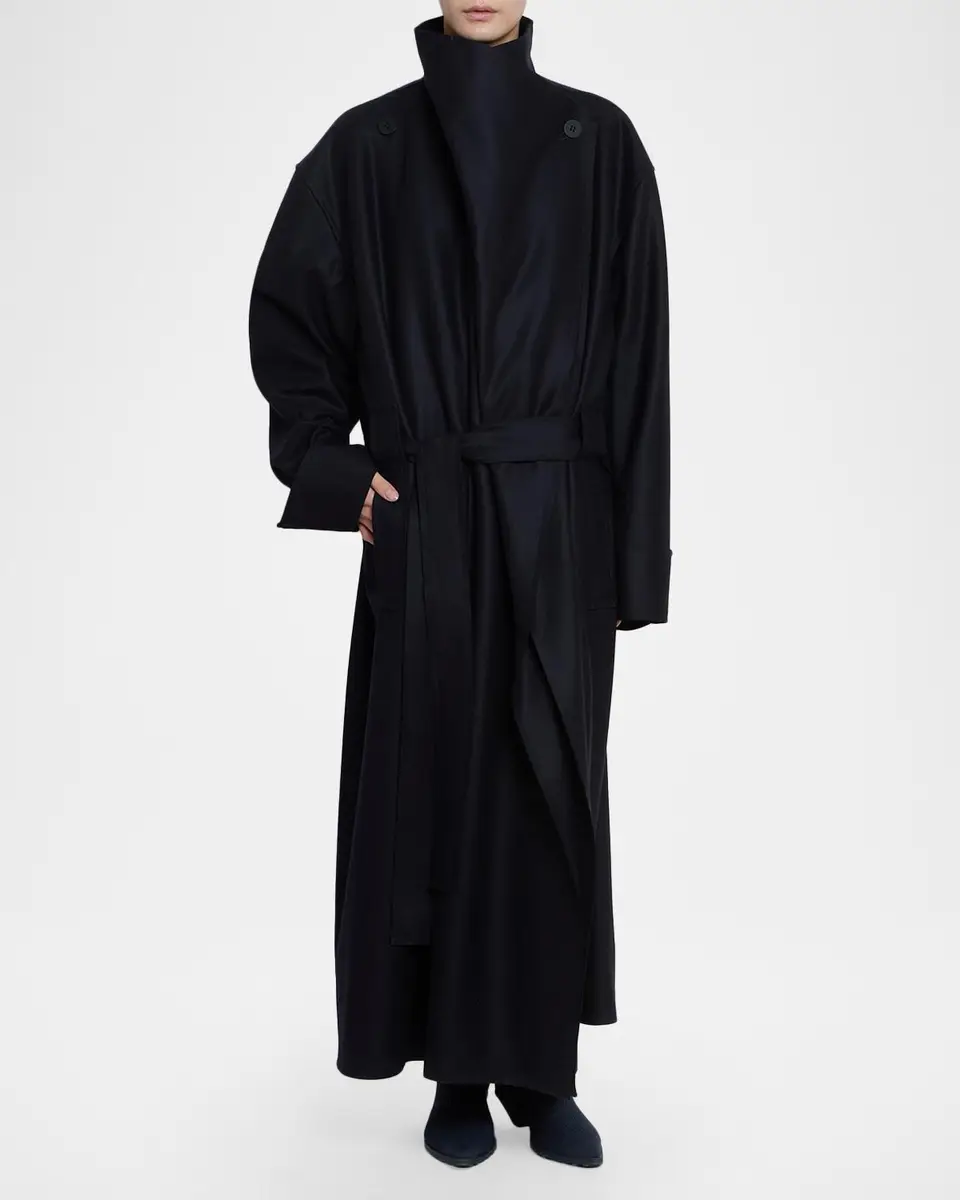 Issey Miyake Wool-Nylon Oversized Long Coat | Thumbnail 4
