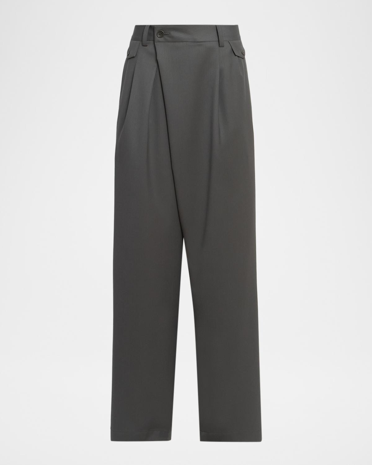 Lustrous Wool-Blend Pleated Trousers Lustrous Wool-Blend Pleated Trousers