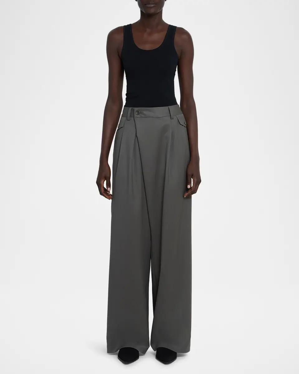 Issey Miyake Lustrous Wool-Blend Pleated Trousers | Thumbnail 2
