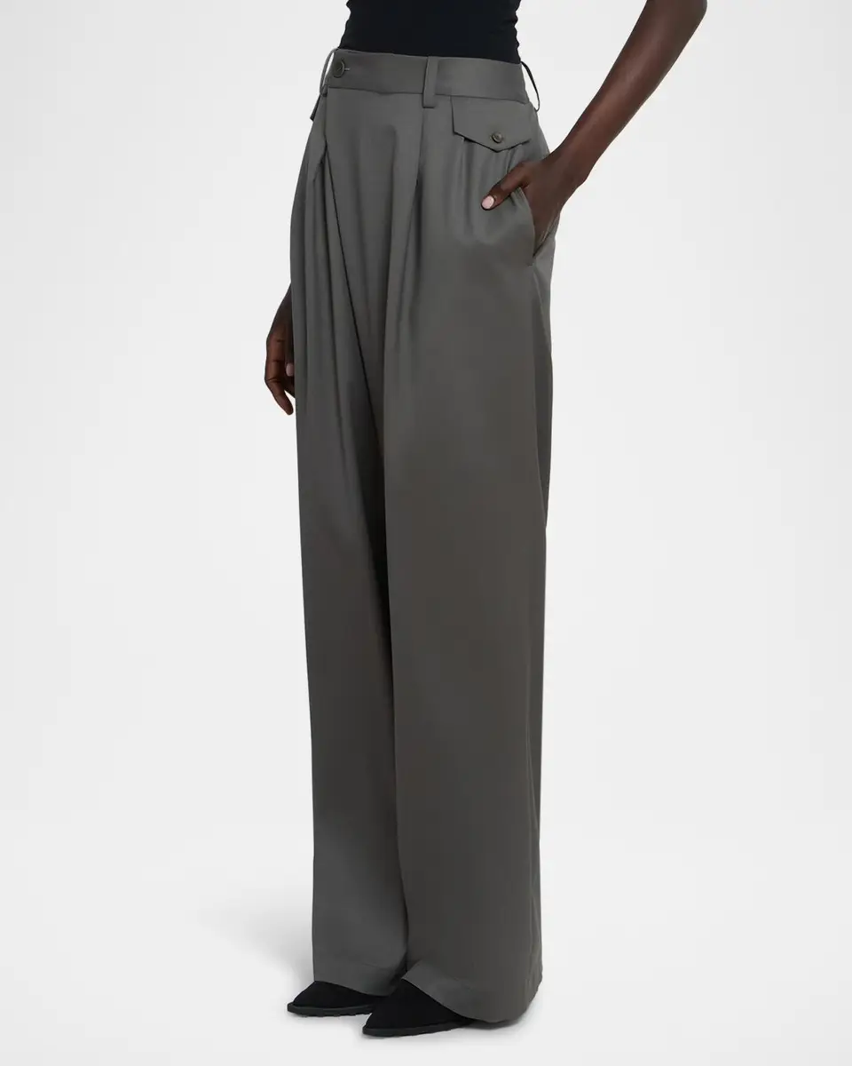 Issey Miyake Lustrous Wool-Blend Pleated Trousers | Thumbnail 5