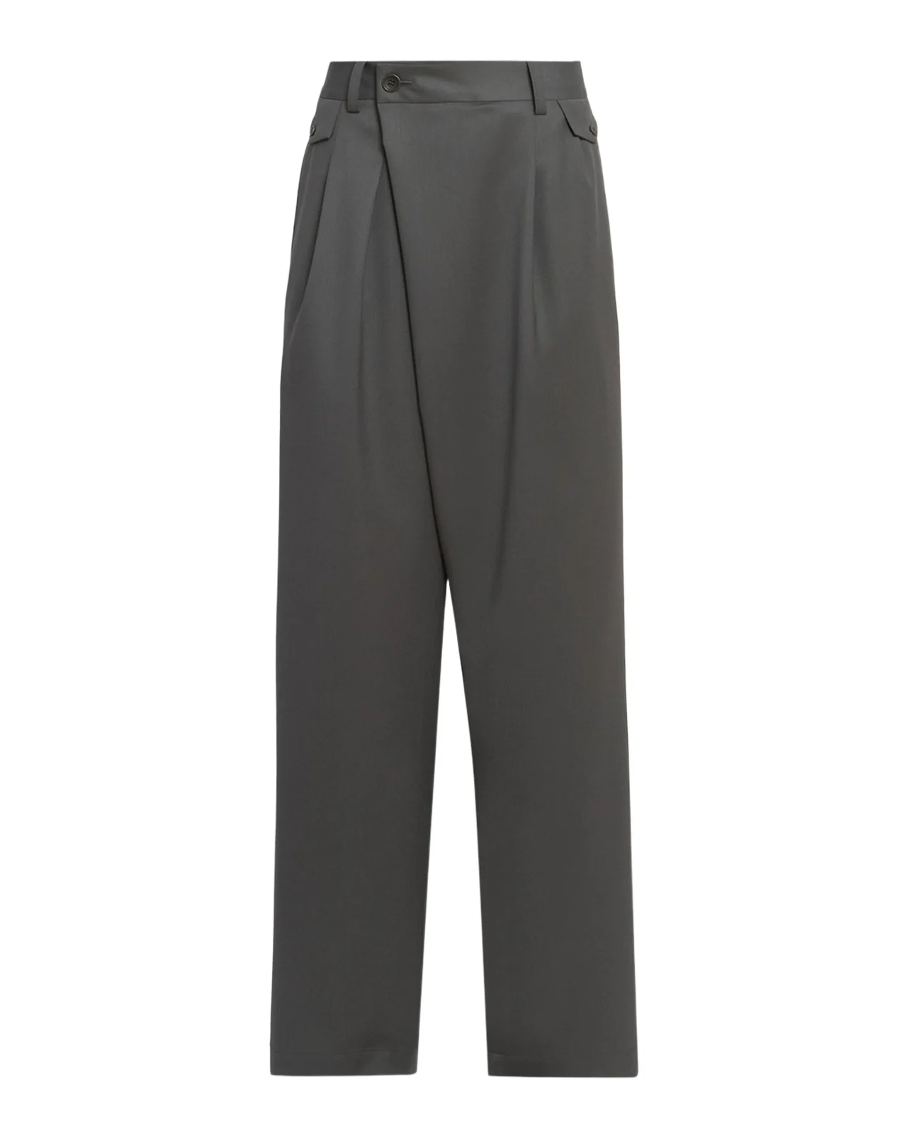 Lustrous Wool-Blend Pleated Trousers