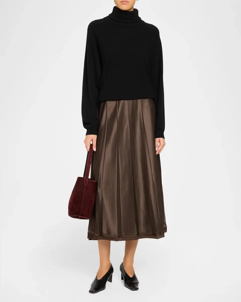 Vince Pleated Satin Midi Skirt | Thumbnail 2 Vince Pleated Satin Midi Skirt | Thumbnail 2