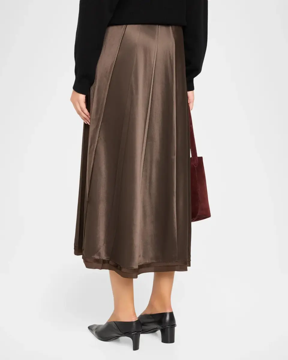 Vince Pleated Satin Midi Skirt | Thumbnail 3 Vince Pleated Satin Midi Skirt | Thumbnail 3