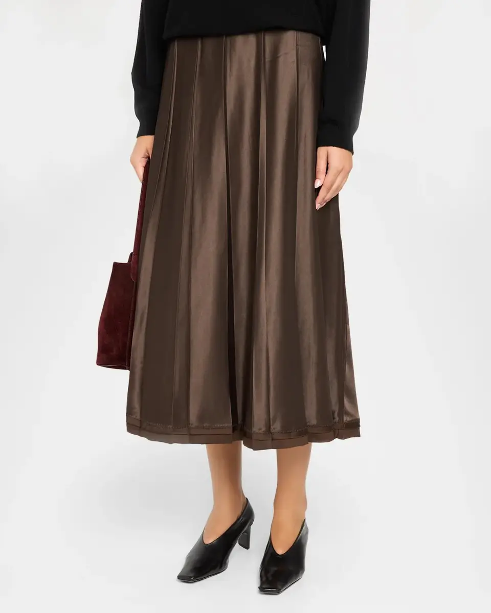 Vince Pleated Satin Midi Skirt | Thumbnail 4 Vince Pleated Satin Midi Skirt | Thumbnail 4
