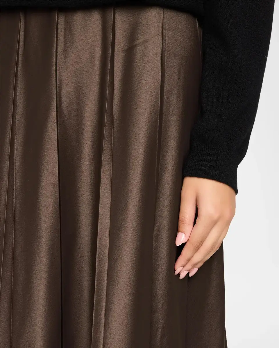 Vince Pleated Satin Midi Skirt | Thumbnail 5 Vince Pleated Satin Midi Skirt | Thumbnail 5