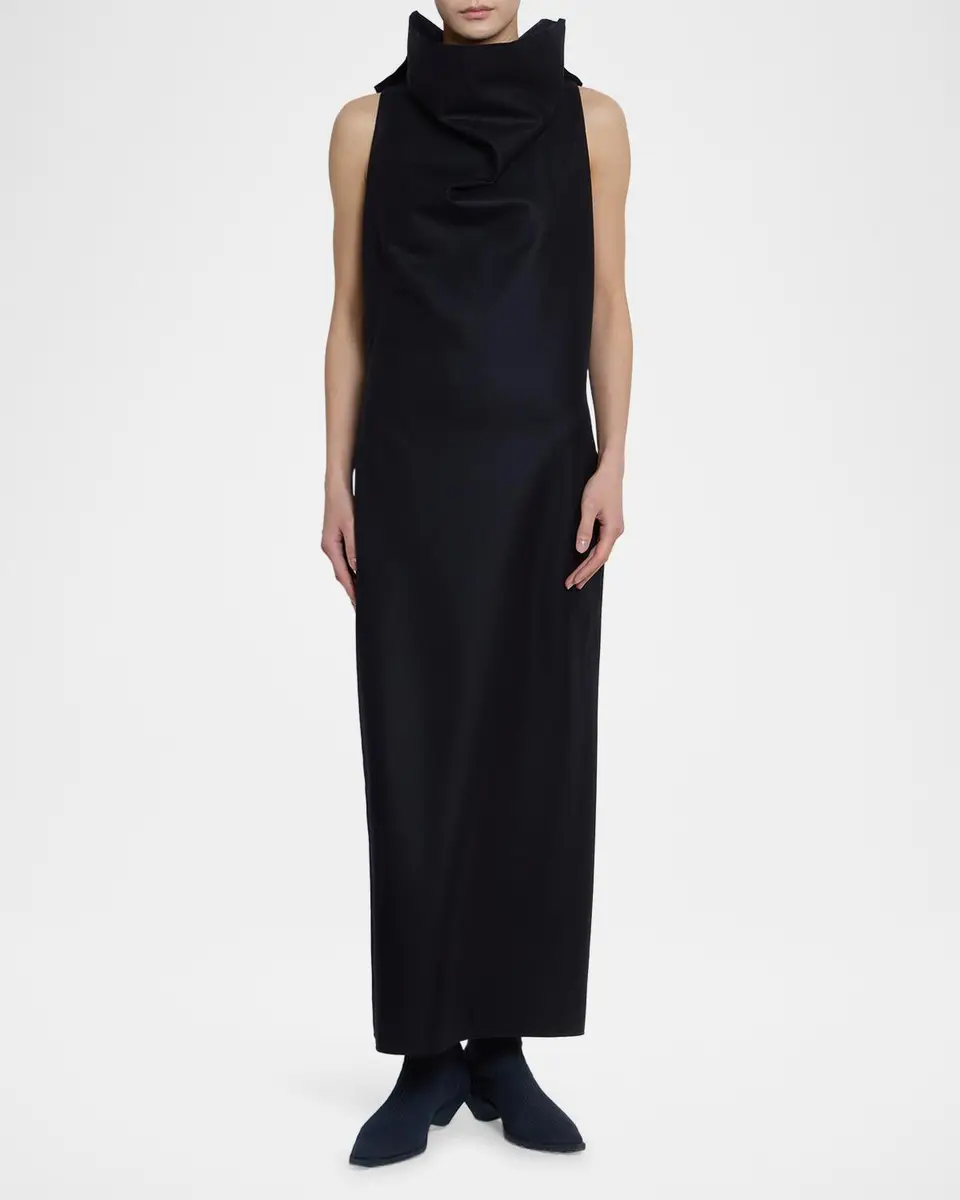 Issey Miyake Sculptural Turtleneck Wool Sleeveless Maxi Dress | Thumbnail 2 Issey Miyake Sculptural Turtleneck Wool Sleeveless Maxi Dress | Thumbnail 2