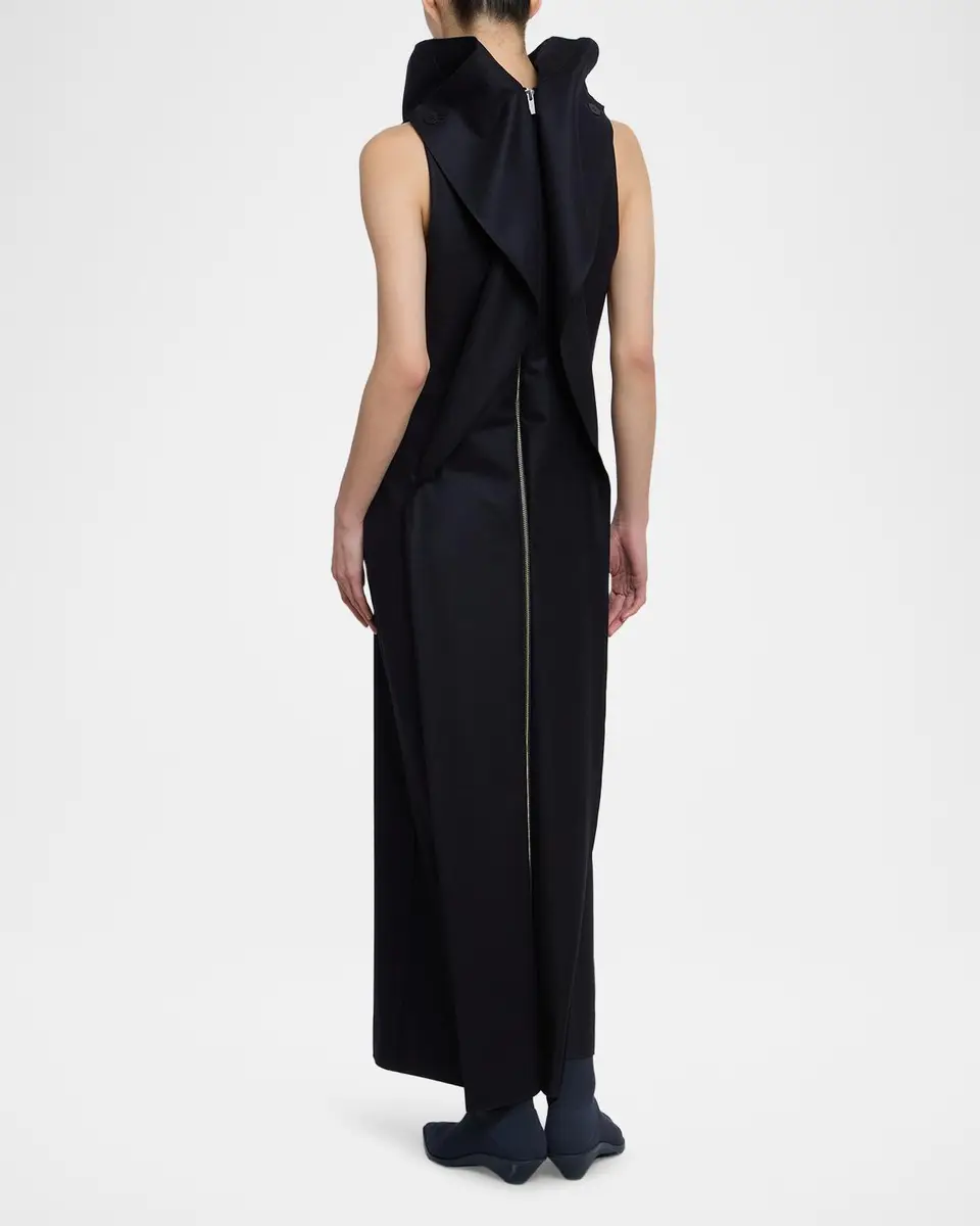 Issey Miyake Sculptural Turtleneck Wool Sleeveless Maxi Dress | Thumbnail 3 Issey Miyake Sculptural Turtleneck Wool Sleeveless Maxi Dress | Thumbnail 3