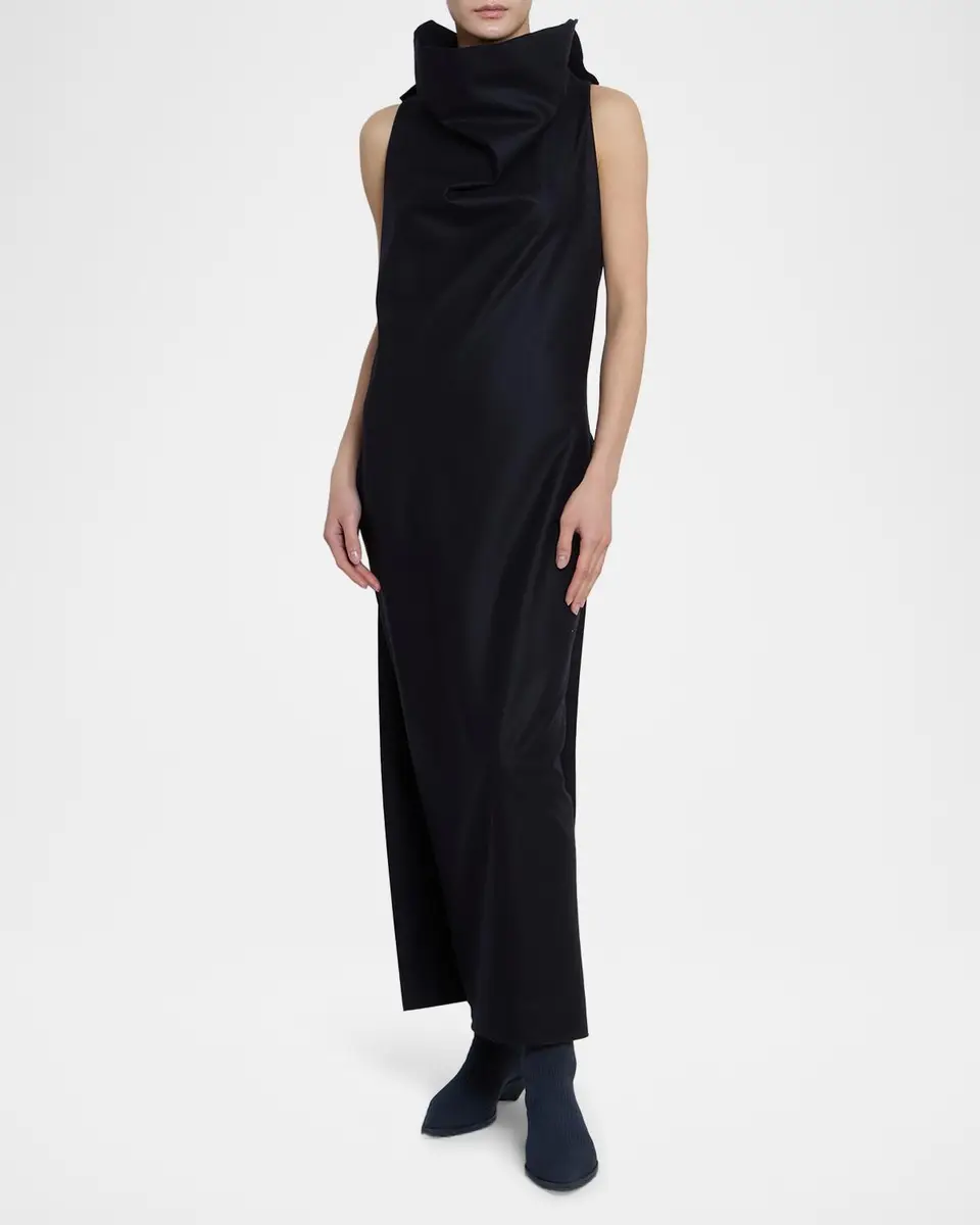 Issey Miyake Sculptural Turtleneck Wool Sleeveless Maxi Dress | Thumbnail 4 Issey Miyake Sculptural Turtleneck Wool Sleeveless Maxi Dress | Thumbnail 4
