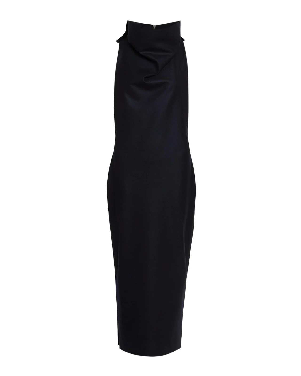 Issey Miyake Sculptural Turtleneck Wool Sleeveless Maxi Dress