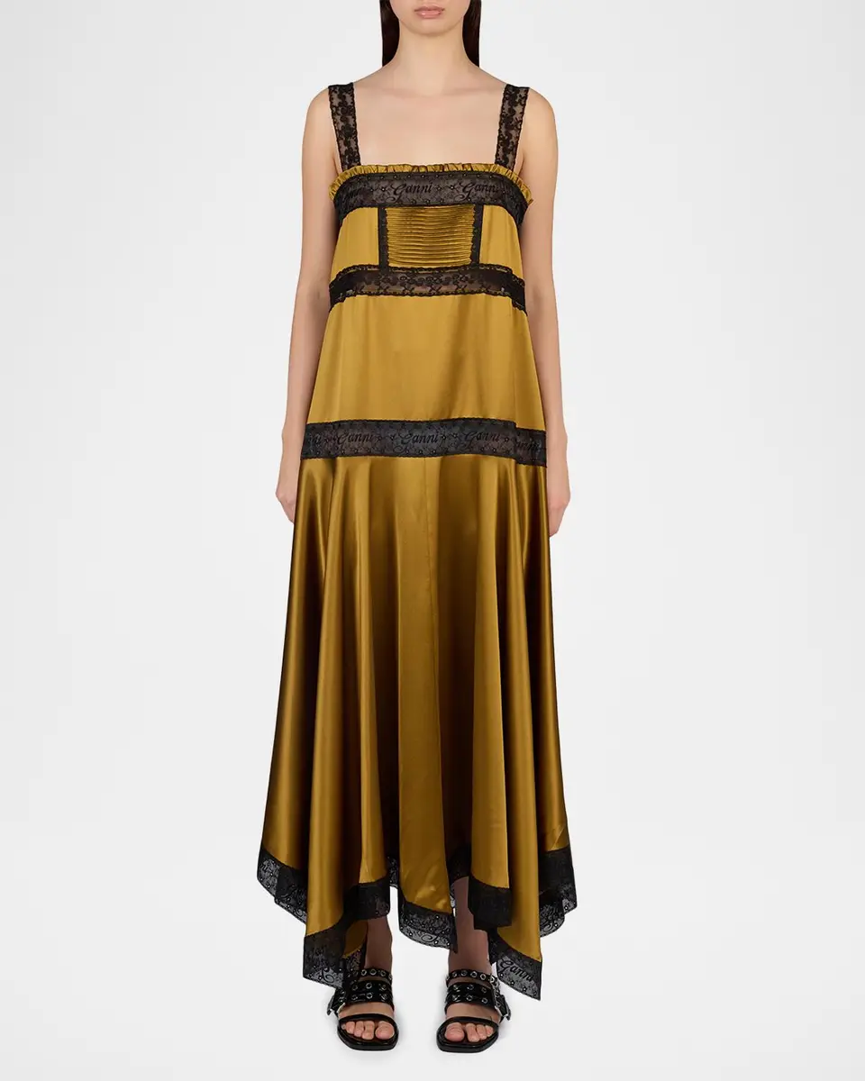Ganni Fluid Satin Long Slip Dress | Thumbnail 2 Ganni Fluid Satin Long Slip Dress | Thumbnail 2