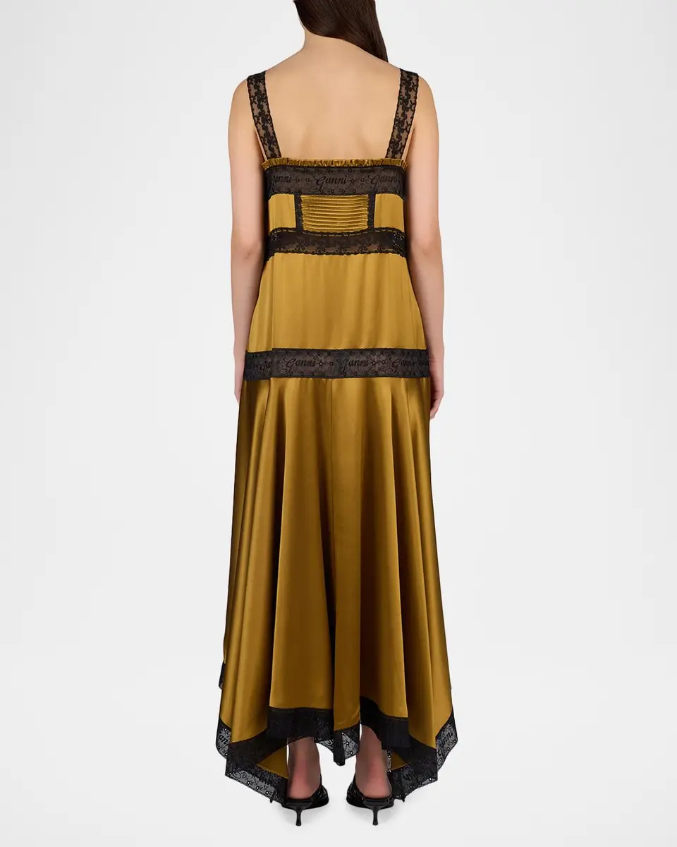 Ganni Fluid Satin Long Slip Dress | Thumbnail 3 Ganni Fluid Satin Long Slip Dress | Thumbnail 3
