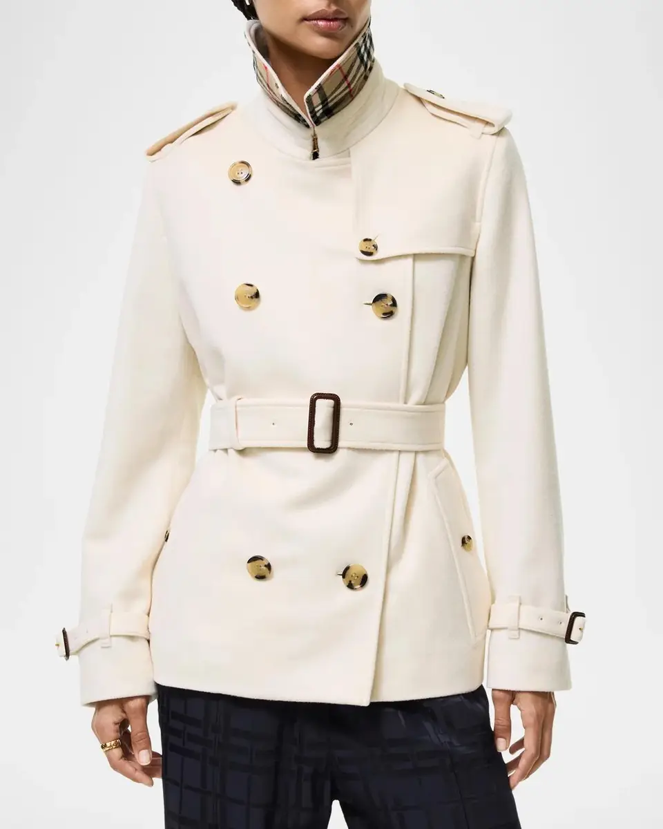 Burberry Kensington Belted Cashmere Short Trench Jacket | Thumbnail 2