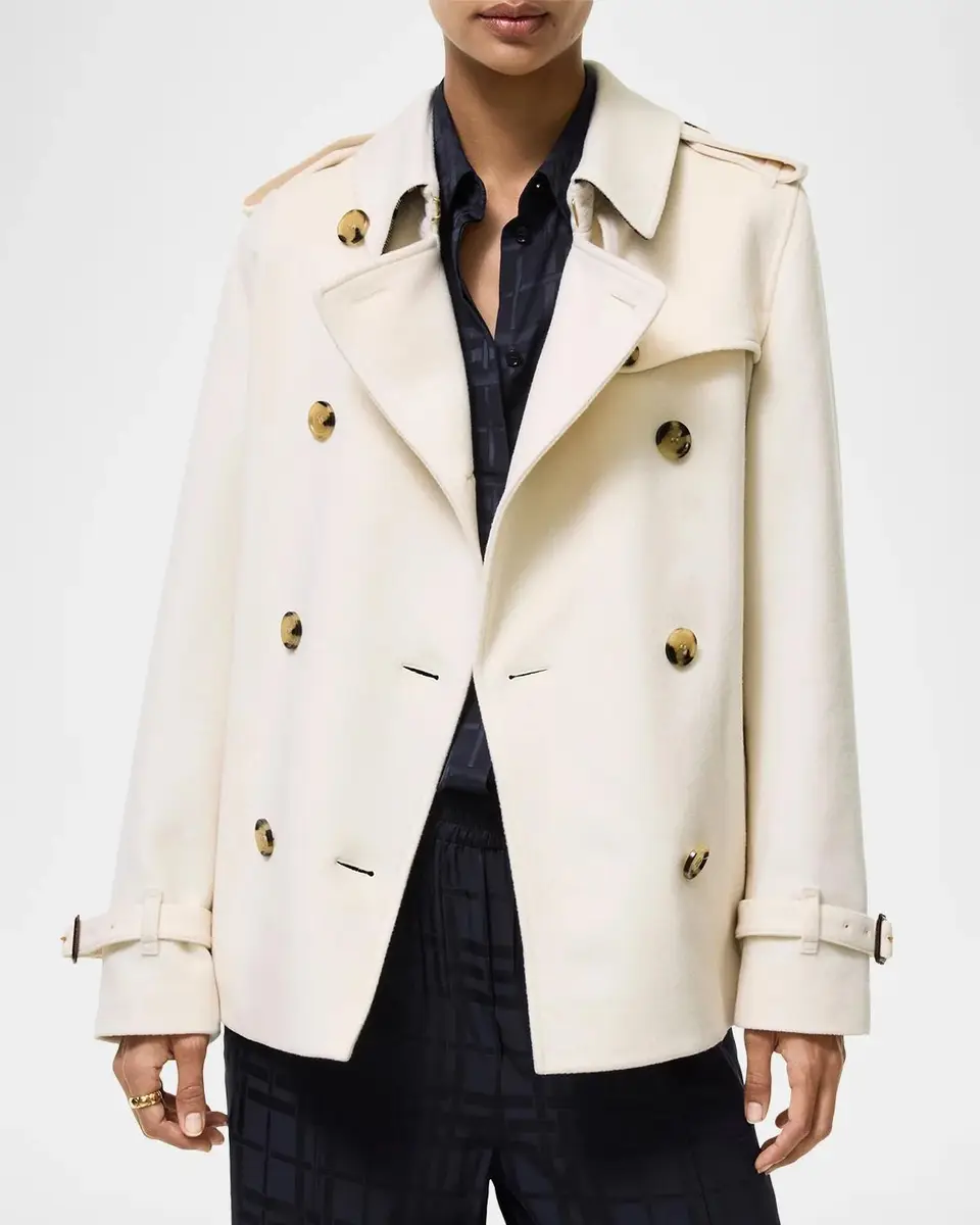 Burberry Kensington Belted Cashmere Short Trench Jacket | Thumbnail 4
