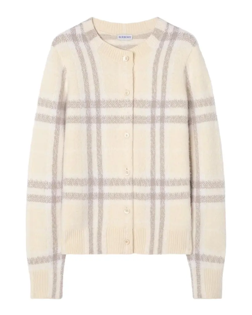 Checked Cashmere-Blend Cardigan