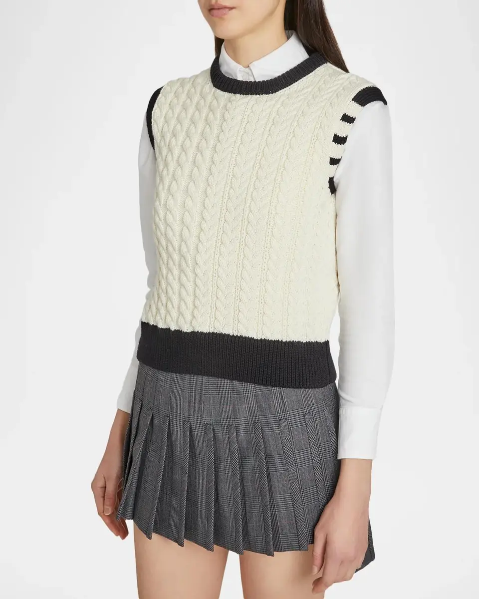 Thom Browne Aran Virgin Wool Cable-Knit Sweater Vest | Thumbnail 4