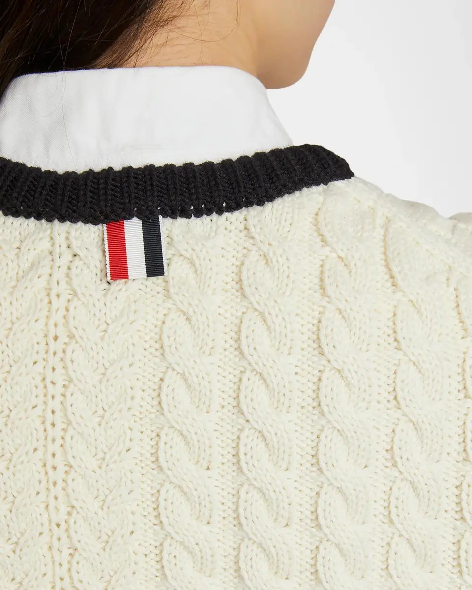 Thom Browne Aran Virgin Wool Cable-Knit Sweater Vest | Thumbnail 5