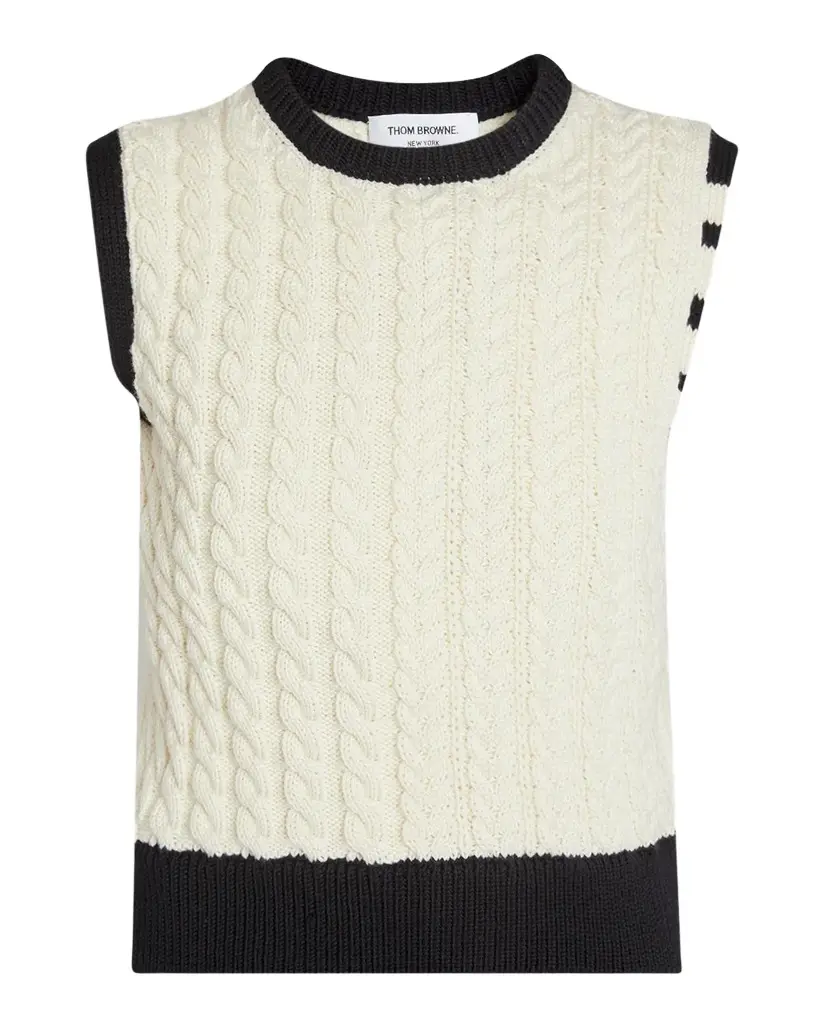 Aran Virgin Wool Cable-Knit Sweater Vest