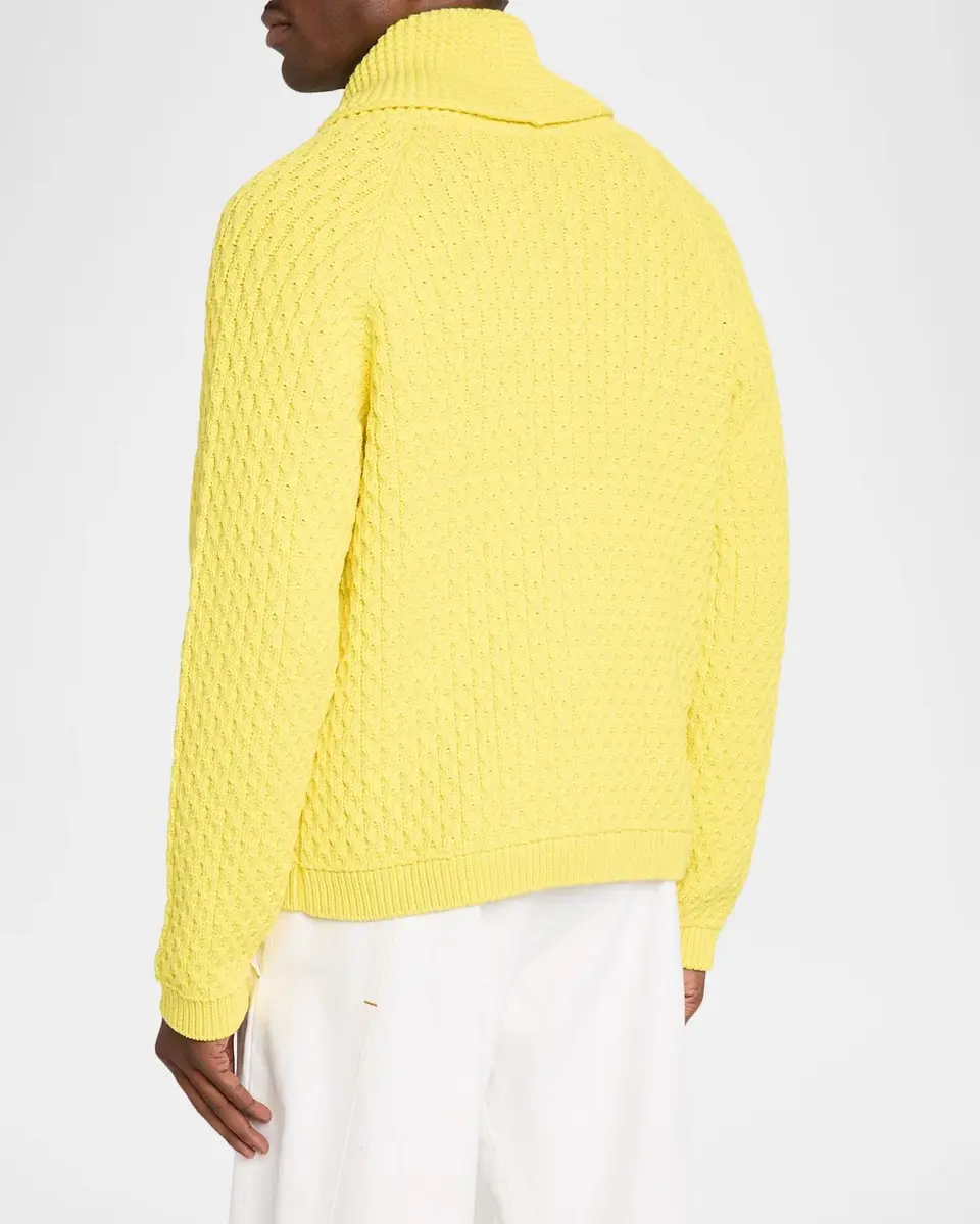 JW Anderson Men's Cable Knit Shawl-Collar Full-Zip Sweater | Thumbnail 3 JW Anderson Men's Cable Knit Shawl-Collar Full-Zip Sweater | Thumbnail 3
