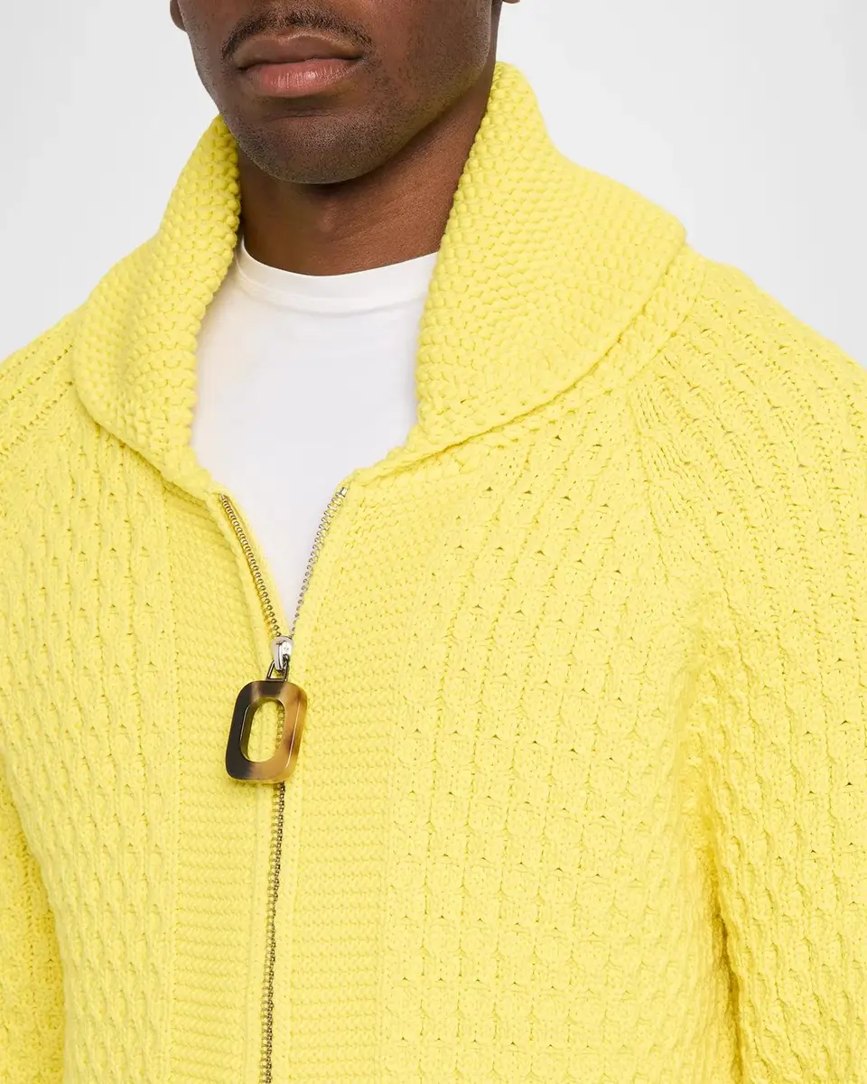 JW Anderson Men's Cable Knit Shawl-Collar Full-Zip Sweater | Thumbnail 5 JW Anderson Men's Cable Knit Shawl-Collar Full-Zip Sweater | Thumbnail 5
