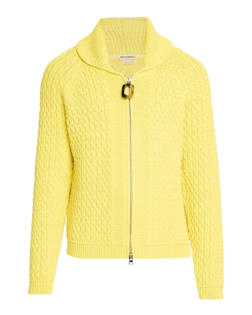 Men's Cable Knit Shawl-Collar Full-Zip Sweater Men's Cable Knit Shawl-Collar Full-Zip Sweater