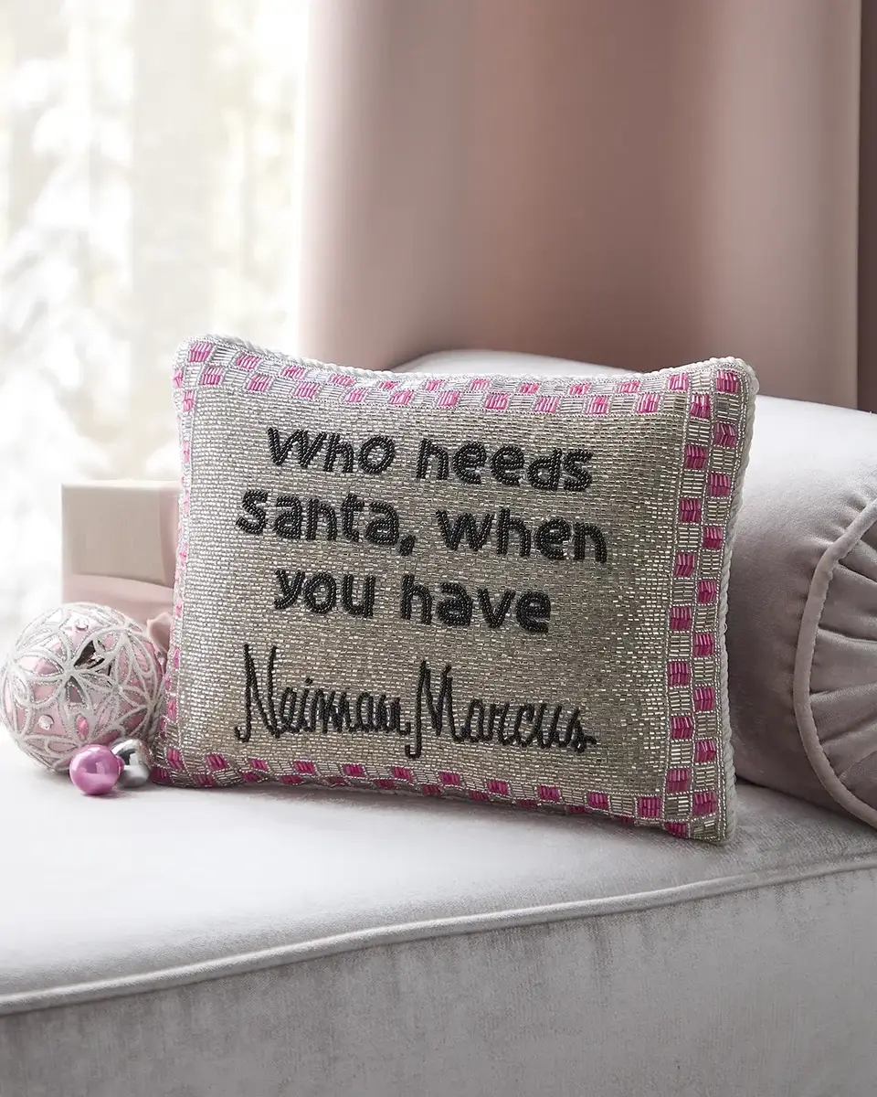 Who Needs Santa Beaded Decorative Pillow, 9" x 11"