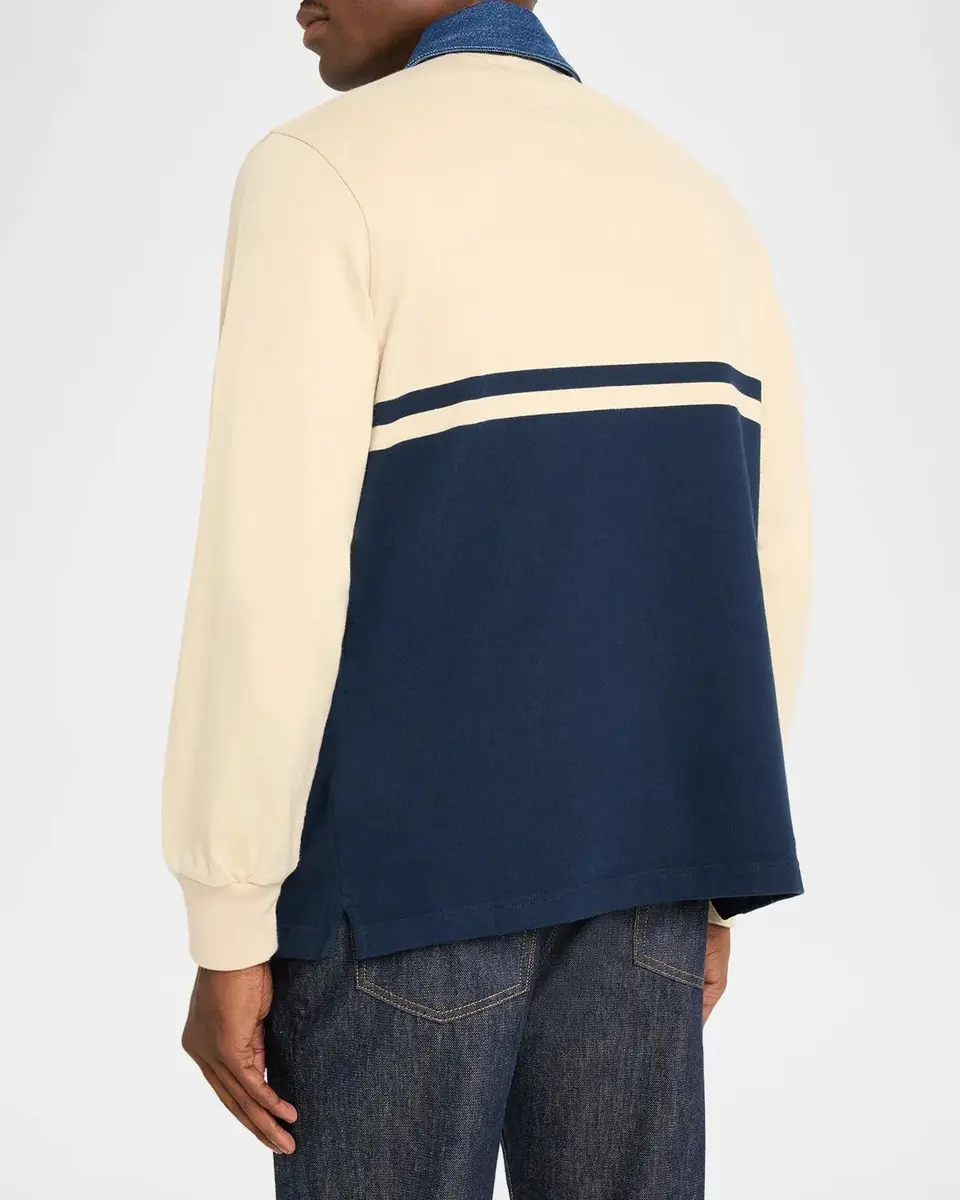 JW Anderson Men's Denim Collar Stretch-Cotton Polo Shirt | Thumbnail 3 JW Anderson Men's Denim Collar Stretch-Cotton Polo Shirt | Thumbnail 3