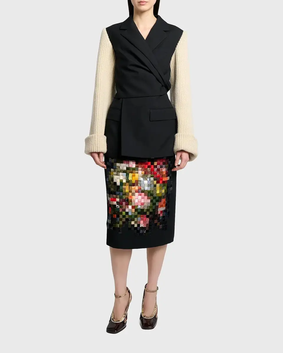 Dries Van Noten Beline Knit-Sleeves Wrap Blazer Jacket | Thumbnail 2
