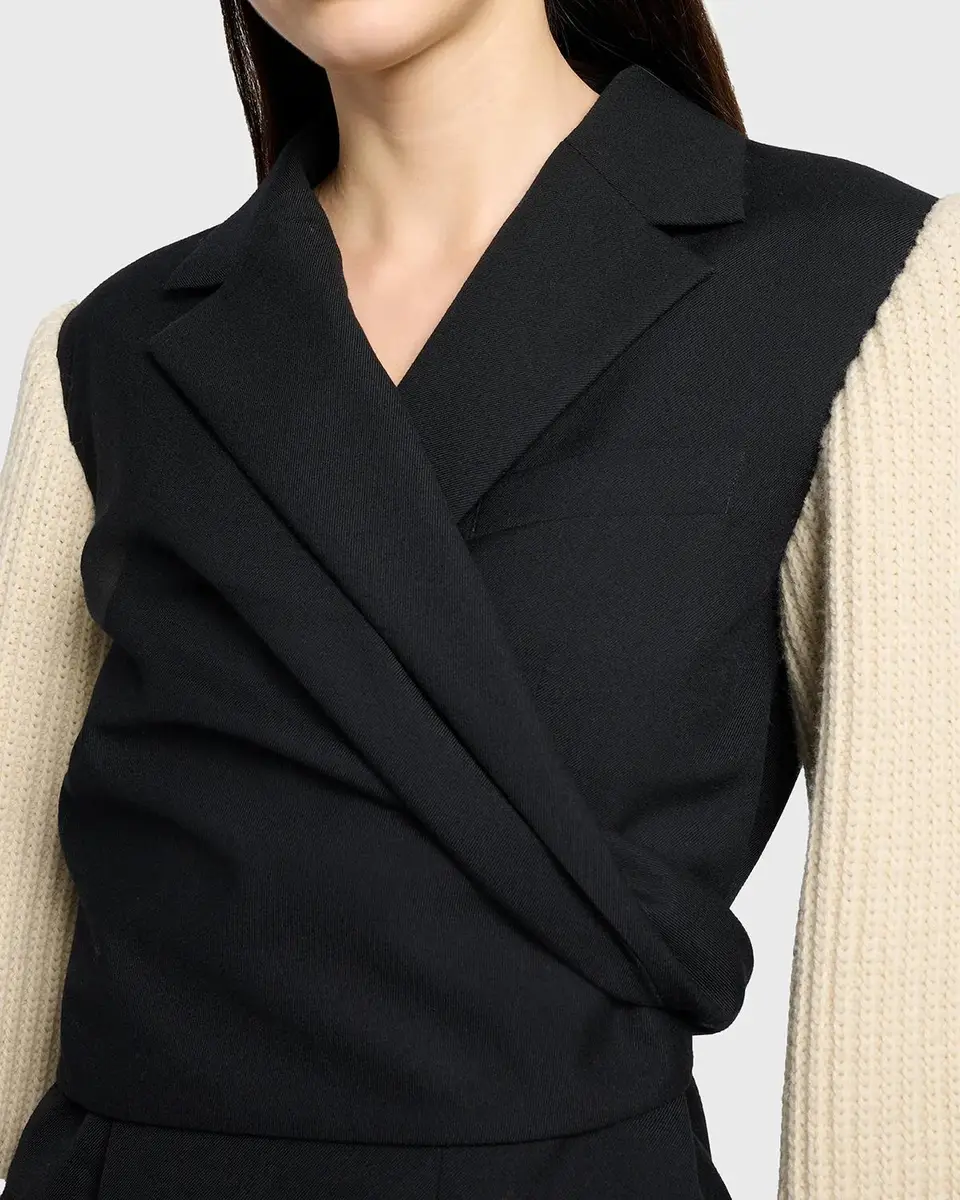 Dries Van Noten Beline Knit-Sleeves Wrap Blazer Jacket | Thumbnail 5