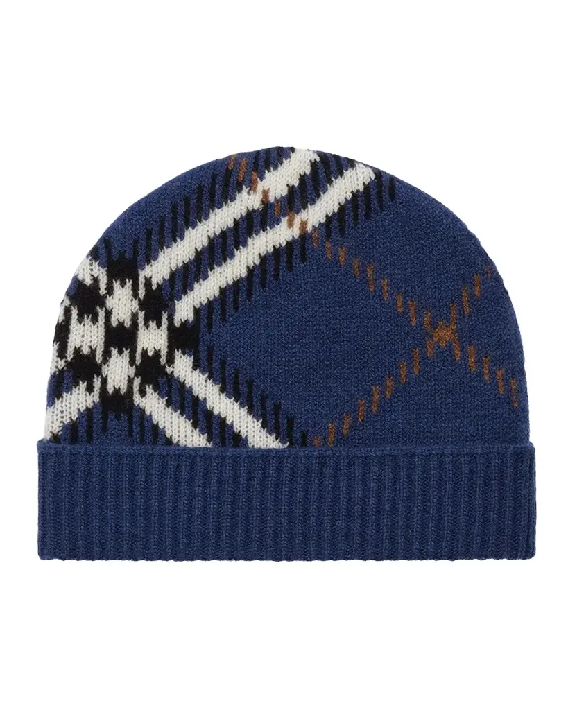 Burberry Men's Check Cashmere-Blend Beanie