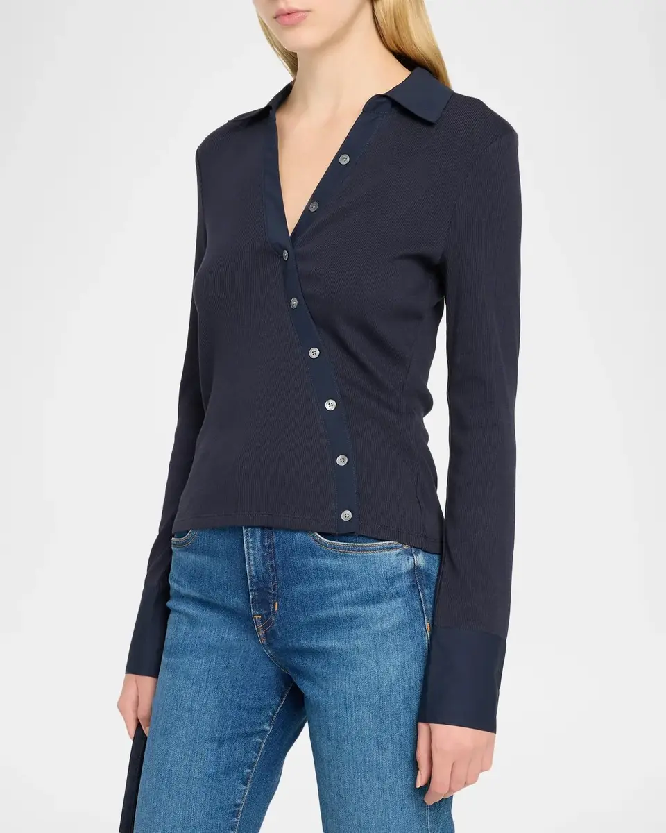 Veronica Beard Brenner Asymmetric Button-Front Top | Thumbnail 4 Veronica Beard Brenner Asymmetric Button-Front Top | Thumbnail 4