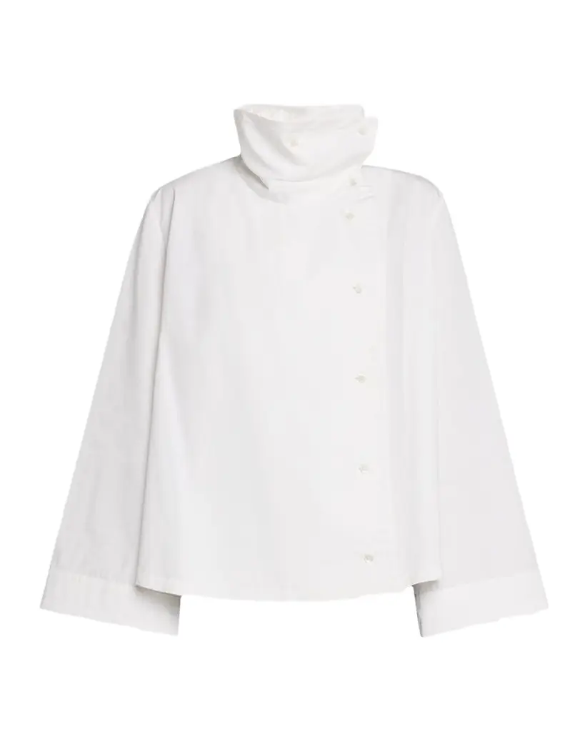 Co Draped Collar Cotton-Silk Shirt