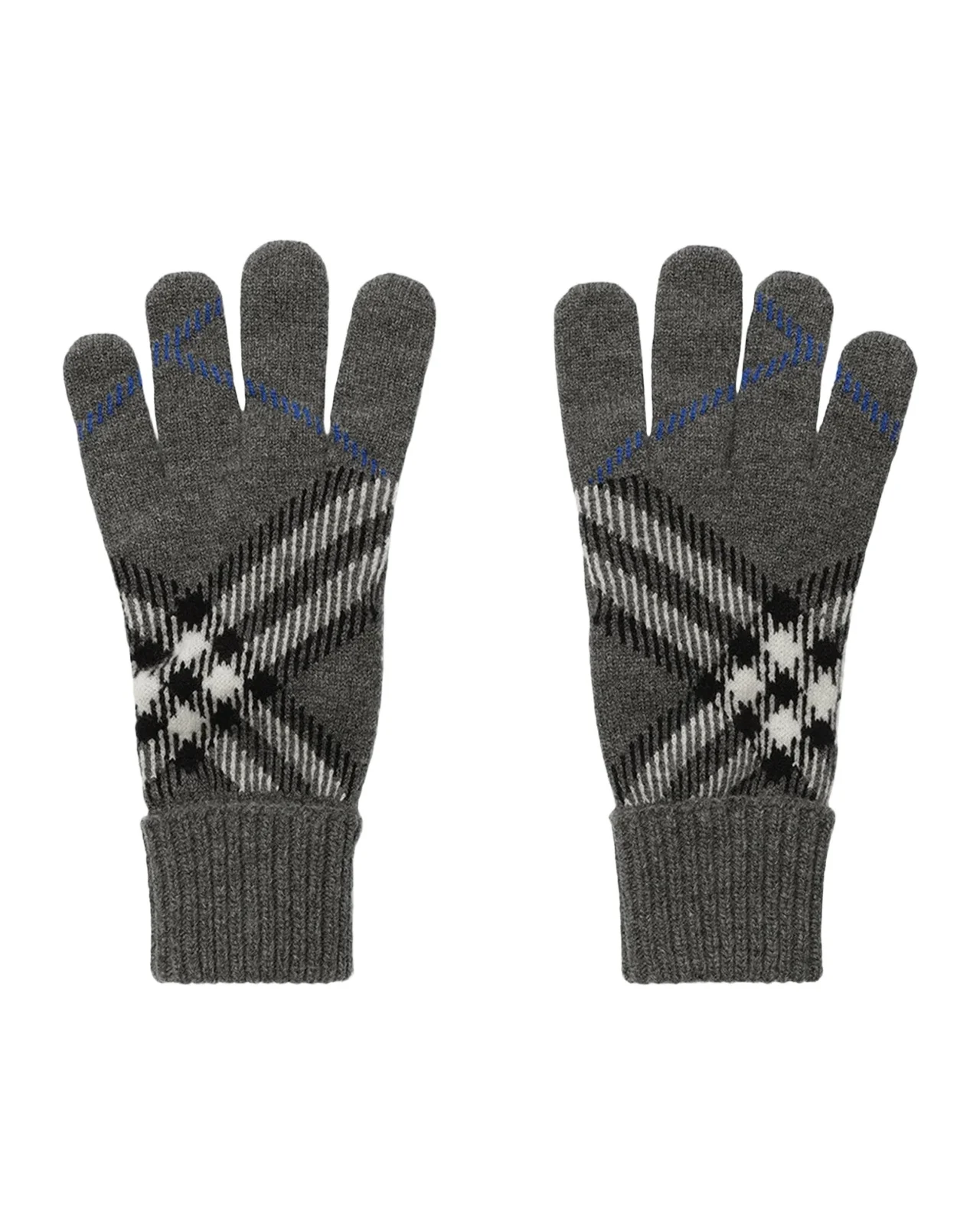 Burberry Men's Check Cashmere-Blend Knit Gloves