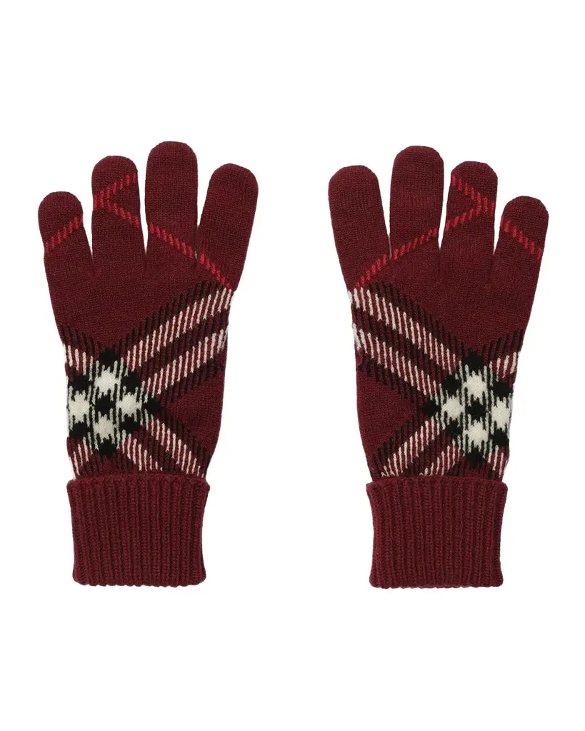 Burberry Heritage Check Cashmere-Blend Gloves