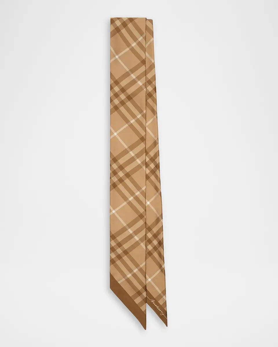 Burberry Skinny Contrast Check Silk Scarf | Thumbnail 2 Burberry Skinny Contrast Check Silk Scarf | Thumbnail 2
