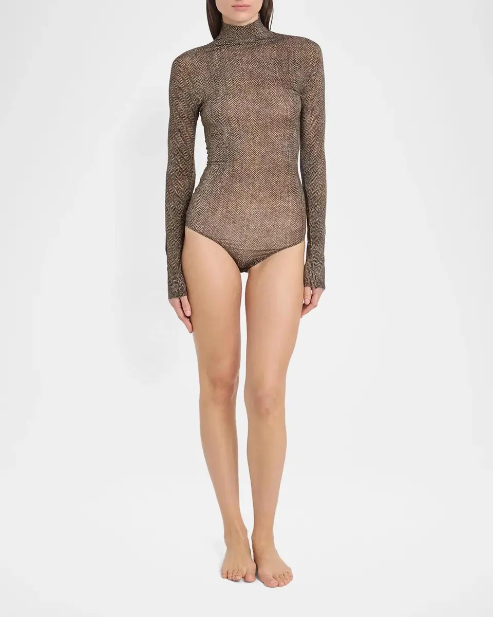 Maison Margiela Herringbone Turtleneck Bodysuit | Thumbnail 2 Maison Margiela Herringbone Turtleneck Bodysuit | Thumbnail 2