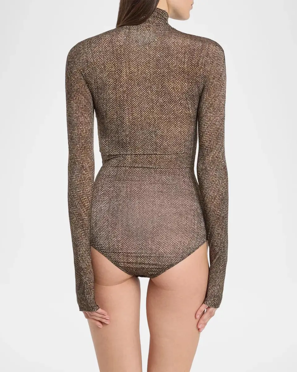 Maison Margiela Herringbone Turtleneck Bodysuit | Thumbnail 3 Maison Margiela Herringbone Turtleneck Bodysuit | Thumbnail 3